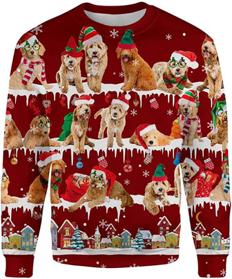 Ugly Christmas Sweaters for Women - Dog Family Snow Christmas Mens Sweater Xmas Holiday Crew Neck Shirt68 Goldendoodle10 - Thegiftio UK