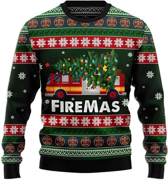 Ugly Christmas Sweaters for Women - Firefighter Xmas Mens Sweater Xmas Holiday Crew Neck Shirt54 Firefighter03 - Thegiftio UK