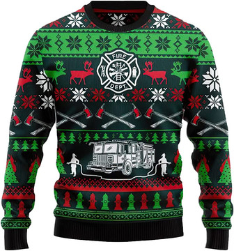 Ugly Christmas Sweaters for Women - Firefighter Xmas Mens Sweater Xmas Holiday Crew Neck Shirt54 Firefighter04 - Thegiftio UK