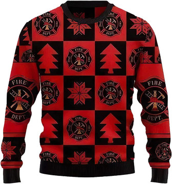Ugly Christmas Sweaters for Women - Firefighter Xmas Mens Sweater Xmas Holiday Crew Neck Shirt54 Firefighter06 - Thegiftio UK