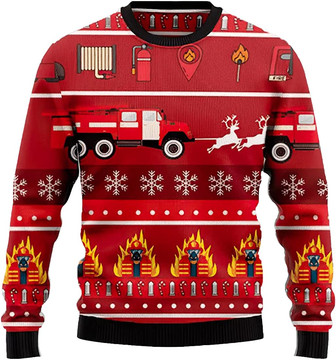 Ugly Christmas Sweaters for Women - Firefighter Xmas Mens Sweater Xmas Holiday Crew Neck Shirt54 Firefighter07 - Thegiftio UK