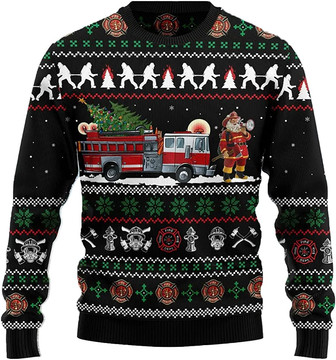 Ugly Christmas Sweaters for Women - Firefighter Xmas Mens Sweater Xmas Holiday Crew Neck Shirt54 Firefighter08 - Thegiftio UK