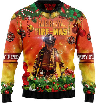 Ugly Christmas Sweaters for Women - Firefighter Xmas Mens Sweater Xmas Holiday Crew Neck Shirt54 Firefighter09 - Thegiftio UK