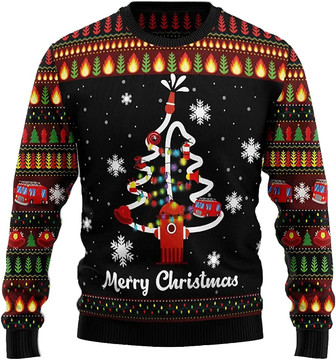 Ugly Christmas Sweaters for Women - Firefighter Xmas Mens Sweater Xmas Holiday Crew Neck Shirt54 - Thegiftio UK