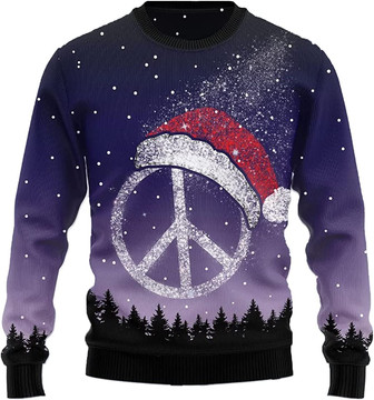 Ugly Christmas Sweaters for Women - Hippe Merry Christmas Mens Sweater Xmas Holiday Crew Neck Shirt78 Hippie05 - Thegiftio UK