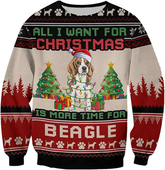 Ugly Christmas Sweaters for Women - Light Pet Christmas Mens Sweater Xmas Holiday Crew Neck Shirt67 Beagle01 - Thegiftio UK