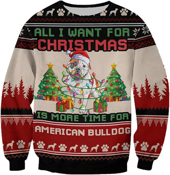 Ugly Christmas Sweaters for Women - Light Pet Christmas Mens Sweater Xmas Holiday Crew Neck Shirt67 Bulldog02 - Thegiftio UK