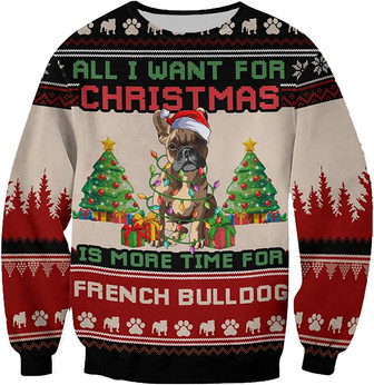 Ugly Christmas Sweaters for Women - Light Pet Christmas Mens Sweater Xmas Holiday Crew Neck Shirt67 French05 - Thegiftio UK