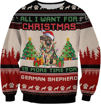 Ugly Christmas Sweaters for Women - Light Pet Christmas Mens Sweater Xmas Holiday Crew Neck Shirt67 German06 - Thegiftio UK