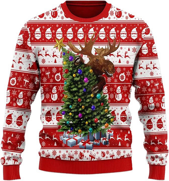 Ugly Christmas Sweaters for Women - Love Reindeer Christmas Mens Sweater Xmas Holiday Crew Neck Shirt63 Reindeer01 - Thegiftio UK