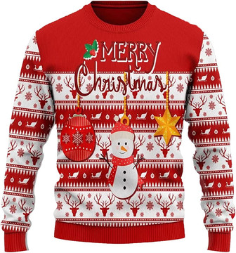 Ugly Christmas Sweaters for Women - Love Reindeer Christmas Mens Sweater Xmas Holiday Crew Neck Shirt63 Reindeer04 - Thegiftio UK