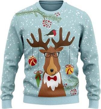 Ugly Christmas Sweaters for Women - Love Reindeer Christmas Mens Sweater Xmas Holiday Crew Neck Shirt63 Reindeer05 - Thegiftio UK