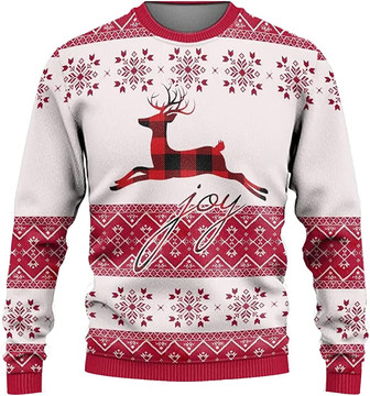 Ugly Christmas Sweaters for Women - Love Reindeer Christmas Mens Sweater Xmas Holiday Crew Neck Shirt63 Reindeer07 - Thegiftio UK
