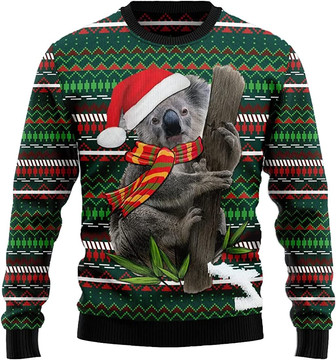 Ugly Christmas Sweaters for Women - Lovely Koala Christmas Mens Sweater Xmas Holiday Crew Neck Shirt64 - Thegiftio UK
