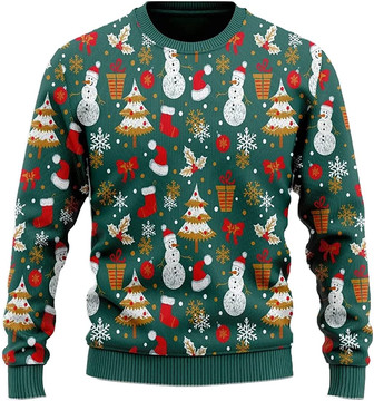 Ugly Christmas Sweaters for Women - Lovely Snowman Xmas Mens Sweater Xmas Holiday Crew Neck Shirt51 - Thegiftio UK