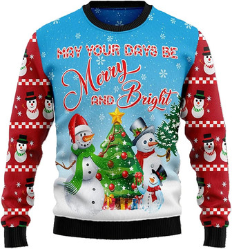 Ugly Christmas Sweaters for Women - Lovely Snowman Xmas Mens Sweater Xmas Holiday Crew Neck Shirt51 Snowman01 - Thegiftio UK