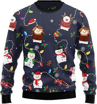 Ugly Christmas Sweaters for Women - Lovely Snowman Xmas Mens Sweater Xmas Holiday Crew Neck Shirt51 Snowman07 - Thegiftio UK
