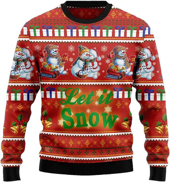 Ugly Christmas Sweaters for Women - Lovely Snowman Xmas Mens Sweater Xmas Holiday Crew Neck Shirt51 Snowman08 - Thegiftio UK