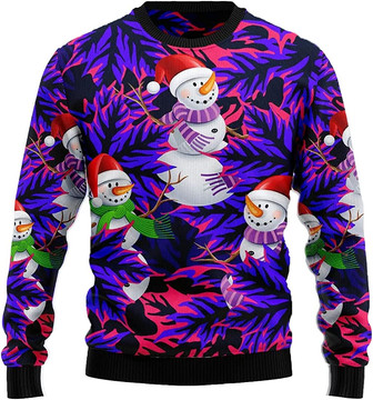 Ugly Christmas Sweaters for Women - Lovely Snowman Xmas Mens Sweater Xmas Holiday Crew Neck Shirt51 Snowman09 - Thegiftio UK