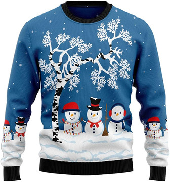 Ugly Christmas Sweaters for Women - Lovely Snowman Xmas Mens Sweater Xmas Holiday Crew Neck Shirt51 Snowman10 - Thegiftio UK