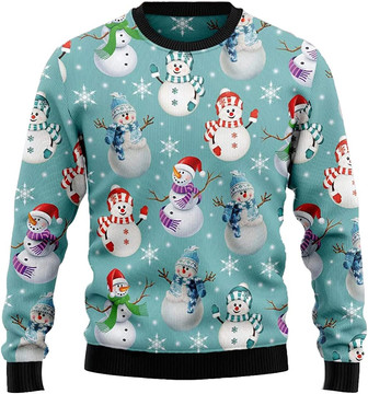 Ugly Christmas Sweaters for Women - Lovely Snowman Xmas Mens Sweater Xmas Holiday Crew Neck Shirt51 Snowman11 - Thegiftio UK