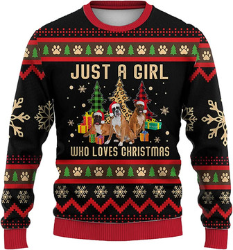 Ugly Christmas Sweaters for Women - Family Pet Dog Love Christmas Mens Sweater Xmas Holiday Crew Neck Shirt90 Boxer01 - Thegiftio UK
