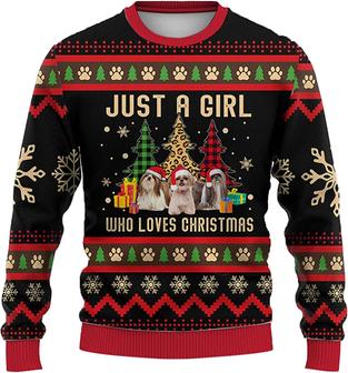 Ugly Christmas Sweaters for Women - Family Pet Dog Love Christmas Mens Sweater Xmas Holiday Crew Neck Shirt90 Shih Tzu06 - Thegiftio UK