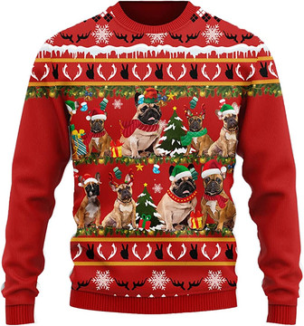 Ugly Christmas Sweaters for Women - Pet Dog Family Santa Christmas Mens Sweater Xmas Holiday Crew Neck Shirt76 Bulldog07 - Thegiftio UK