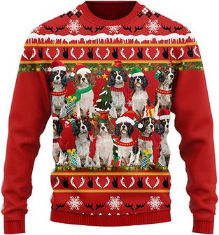 Ugly Christmas Sweaters for Women - Pet Dog Family Santa Christmas Mens Sweater Xmas Holiday Crew Neck Shirt76 Cavalier03 - Thegiftio UK