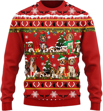 Ugly Christmas Sweaters for Women - Pet Dog Family Santa Christmas Mens Sweater Xmas Holiday Crew Neck Shirt76 - Thegiftio UK