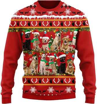 Ugly Christmas Sweaters for Women - Pet Dog Family Santa Christmas Mens Sweater Xmas Holiday Crew Neck Shirt76 Labra10 - Thegiftio UK