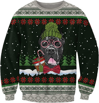 Ugly Christmas Sweaters for Women - Pet with Snow and Christmas Mens Sweater Xmas Holiday Crew Neck Shirt69 Cane Corso03 - Thegiftio UK