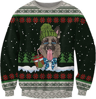 Ugly Christmas Sweaters for Women - Pet with Snow and Christmas Mens Sweater Xmas Holiday Crew Neck Shirt69 German07 - Thegiftio UK