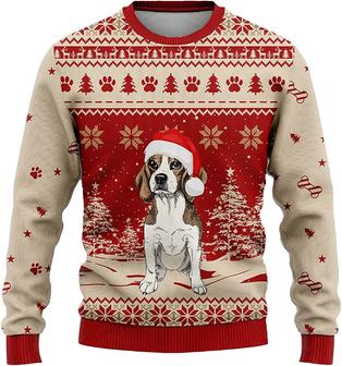 Ugly Christmas Sweaters for Women - Pet Christmas Winter Mens Sweater Xmas Holiday Crew Neck Shirt80 Beagle02 - Thegiftio UK