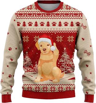 Ugly Christmas Sweaters for Women - Pet Christmas Winter Mens Sweater Xmas Holiday Crew Neck Shirt80 Labra08 - Thegiftio UK