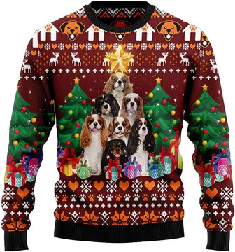 Ugly Christmas Sweaters for Women - Pine Tree Dog and Gift Christmas Mens Sweater Xmas Holiday Crew Neck Shirt58 - Thegiftio UK