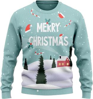 Ugly Christmas Sweaters for Women - Pine Tree Dog and Gift Christmas Mens Sweater Xmas Holiday Crew Neck Shirt58 Pine Tree08 - Thegiftio UK