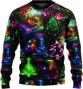 Ugly Christmas Sweaters for Women - Pine Tree Merry Christmas Mens Sweater Xmas Holiday Crew Neck Shirt73 Pine Tree03 - Thegiftio