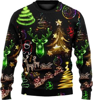 Ugly Christmas Sweaters for Women - Pine Tree Merry Christmas Mens Sweater Xmas Holiday Crew Neck Shirt73 Pine Tree04 - Thegiftio UK