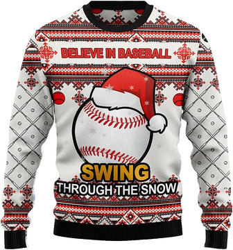 Ugly Christmas Sweaters for Women - Play Baseball Sport Xmas Mens Sweater Xmas Holiday Crew Neck Shirt70 Baseball08 - Thegiftio UK