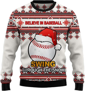 Ugly Christmas Sweaters for Women - Play Baseball Sport Xmas Mens Sweater Xmas Holiday Crew Neck Shirt70 Baseball09 - Thegiftio UK