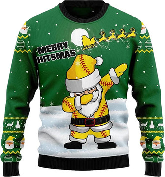 Ugly Christmas Sweaters for Women - Play Baseball Sport Xmas Mens Sweater Xmas Holiday Crew Neck Shirt70 - Thegiftio UK