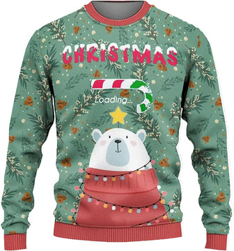 Ugly Christmas Sweaters for Women - Polar Bear Christmas Mens Sweater Xmas Holiday Crew Neck Shirt55 Bear06 - Thegiftio UK