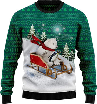 Ugly Christmas Sweaters for Women - Polar Bear Christmas Mens Sweater Xmas Holiday Crew Neck Shirt55 Bear07 - Thegiftio UK