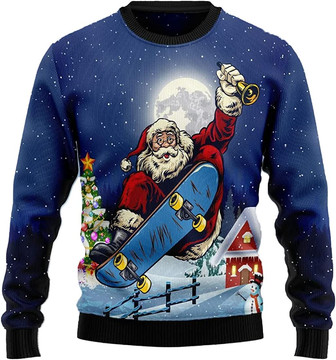 Ugly Christmas Sweaters for Women - Santa Claus Play Sports Mens Sweater Xmas Holiday Crew Neck Shirt62 - Thegiftio UK