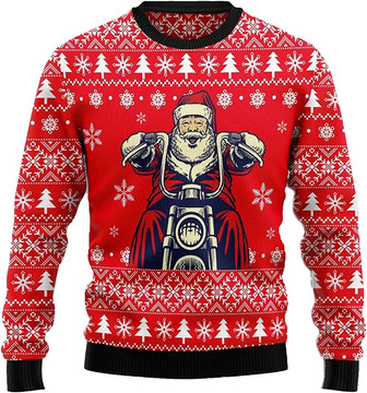 Ugly Christmas Sweaters for Women - Santa Claus Play Sports Mens Sweater Xmas Holiday Crew Neck Shirt62 Santa02 - Thegiftio UK