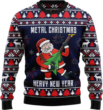 Ugly Christmas Sweaters for Women - Santa Claus Play Sports Mens Sweater Xmas Holiday Crew Neck Shirt62 Santa07 - Thegiftio UK