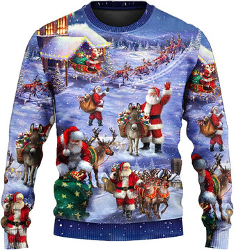 Ugly Christmas Sweaters for Women - Santa Claus with Snowman Xmas Mens Sweater Xmas Holiday Crew Neck Shirt88 Santa07 - Thegiftio UK