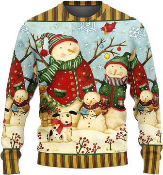 Ugly Christmas Sweaters for Women - Santa Claus with Snowman Xmas Mens Sweater Xmas Holiday Crew Neck Shirt88 Santa11 - Thegiftio UK