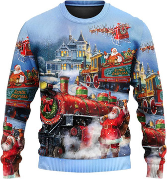 Ugly Christmas Sweaters for Women - Santa Claus with Snowman Xmas Mens Sweater Xmas Holiday Crew Neck Shirt88 Santa12 - Thegiftio UK